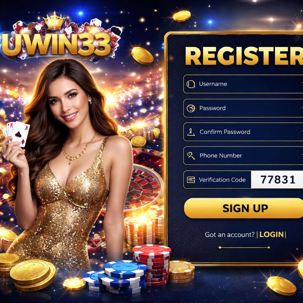 UWIN33 account access page for the casino lobby with a wide range of games